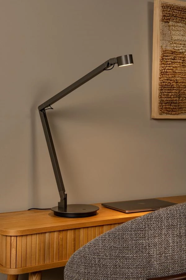 Lucide Premium OGDEN - Lampe de bureau - LED 3 StepDim - 1x7W 3000K - Fer gris - ambiance 1